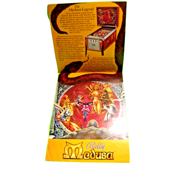 Medusa Pinball Machine Flyer Vintage Retro Promo Art 1981 Original Snakes Tongue - Picture 3 of 3